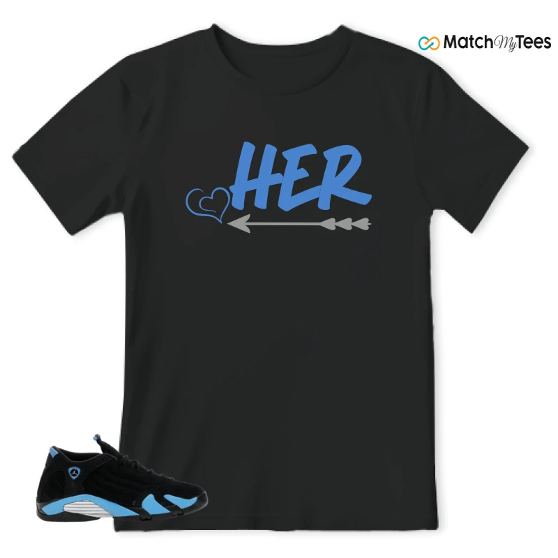 NIKE AIR JORDAN 14 RETRO BLACK UNIVERSITY BLUE (2026) (GS) SNEAKER Matching Tees t-shirt