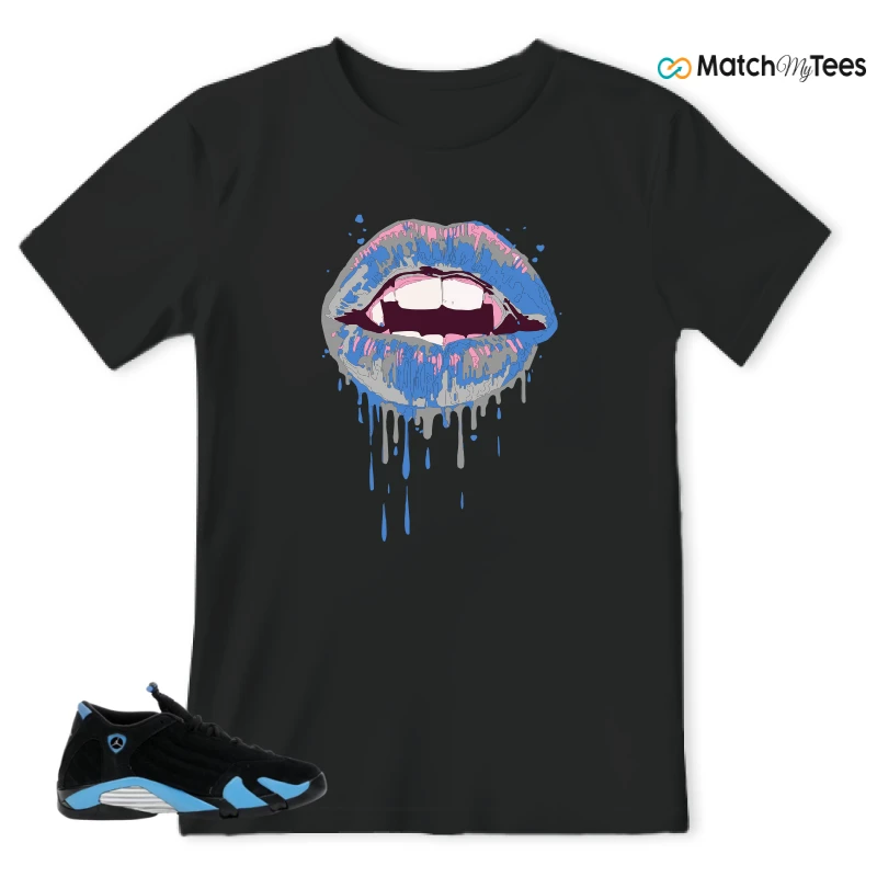NIKE AIR JORDAN 14 RETRO BLACK UNIVERSITY BLUE (2026) (GS) SNEAKER Matching Tees t-shirt