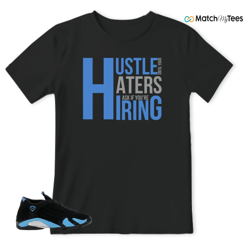 NIKE AIR JORDAN 14 RETRO BLACK UNIVERSITY BLUE (2026) (GS) SNEAKER Matching Tees t-shirt