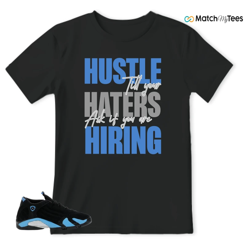 NIKE AIR JORDAN 14 RETRO BLACK UNIVERSITY BLUE (2026) (GS) SNEAKER Matching Tees t-shirt