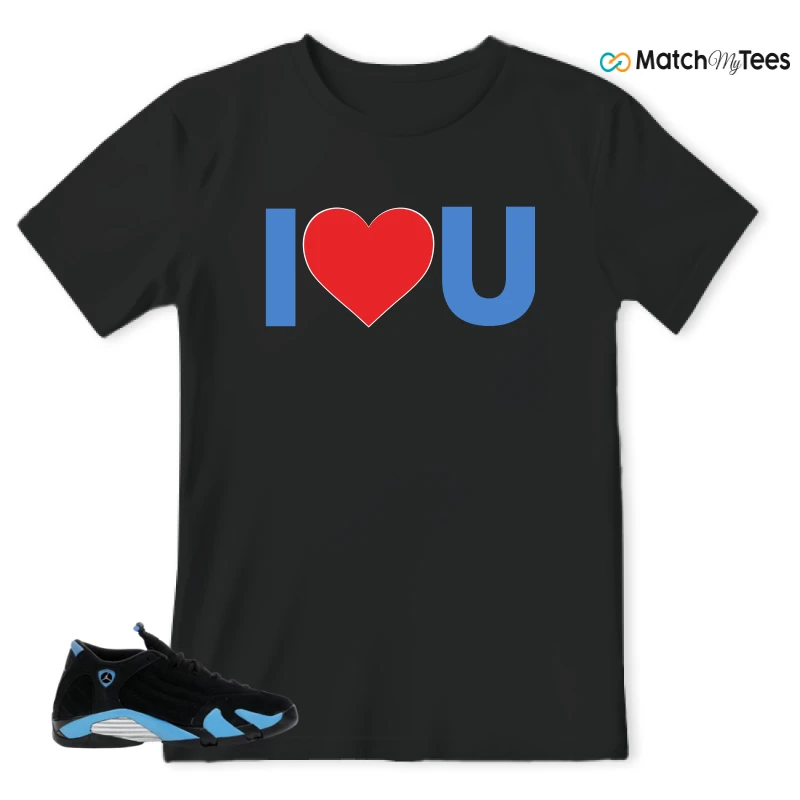 NIKE AIR JORDAN 14 RETRO BLACK UNIVERSITY BLUE (2026) (GS) SNEAKER Matching Tees t-shirt