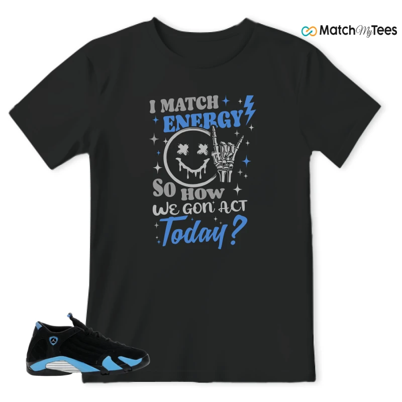 NIKE AIR JORDAN 14 RETRO BLACK UNIVERSITY BLUE (2026) (GS) SNEAKER Matching Tees t-shirt