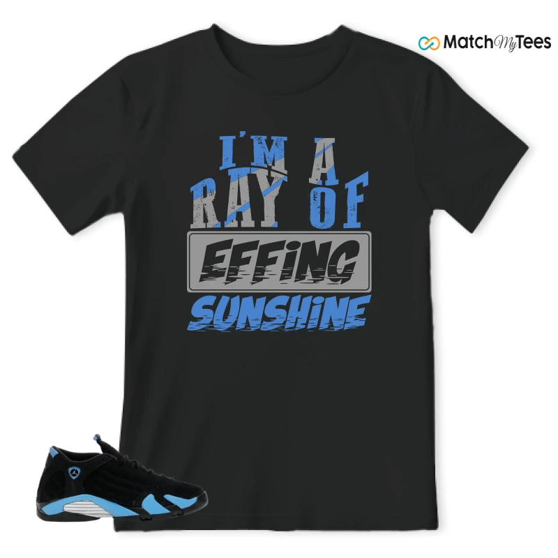 NIKE AIR JORDAN 14 RETRO BLACK UNIVERSITY BLUE (2026) (GS) SNEAKER Matching Tees t-shirt