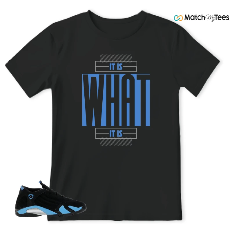 NIKE AIR JORDAN 14 RETRO BLACK UNIVERSITY BLUE (2026) (GS) SNEAKER Matching Tees t-shirt