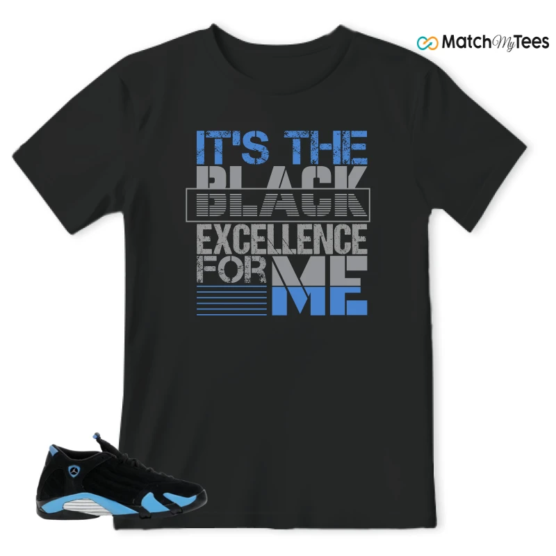 NIKE AIR JORDAN 14 RETRO BLACK UNIVERSITY BLUE (2026) (GS) SNEAKER Matching Tees t-shirt