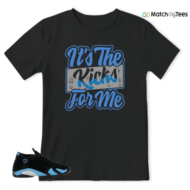 NIKE AIR JORDAN 14 RETRO BLACK UNIVERSITY BLUE (2026) (GS) SNEAKER Matching Tees t-shirt