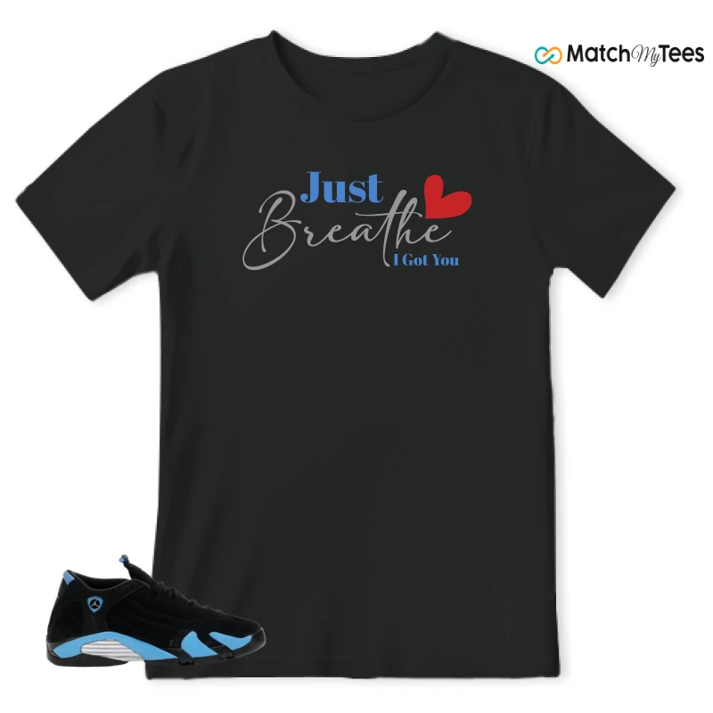 NIKE AIR JORDAN 14 RETRO BLACK UNIVERSITY BLUE (2026) (GS) SNEAKER Matching Tees t-shirt