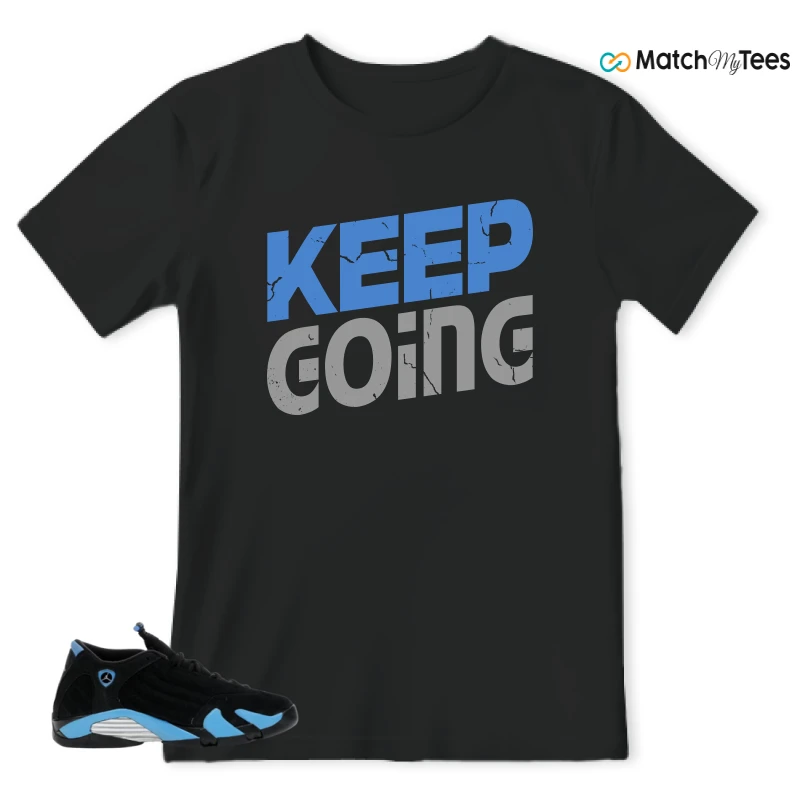NIKE AIR JORDAN 14 RETRO BLACK UNIVERSITY BLUE (2026) (GS) SNEAKER Matching Tees t-shirt