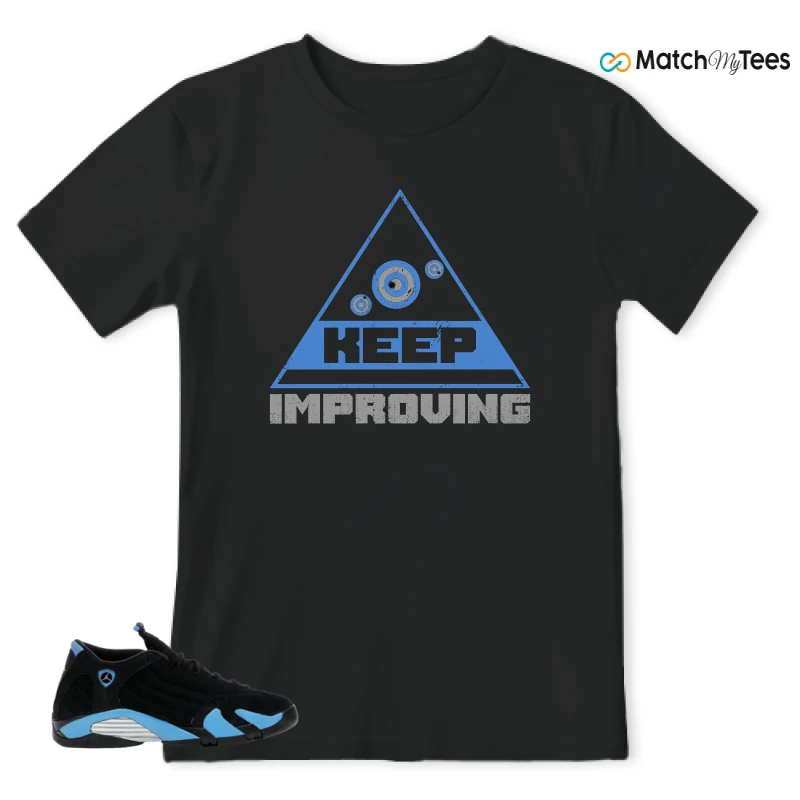 NIKE AIR JORDAN 14 RETRO BLACK UNIVERSITY BLUE (2026) (GS) SNEAKER Matching Tees t-shirt