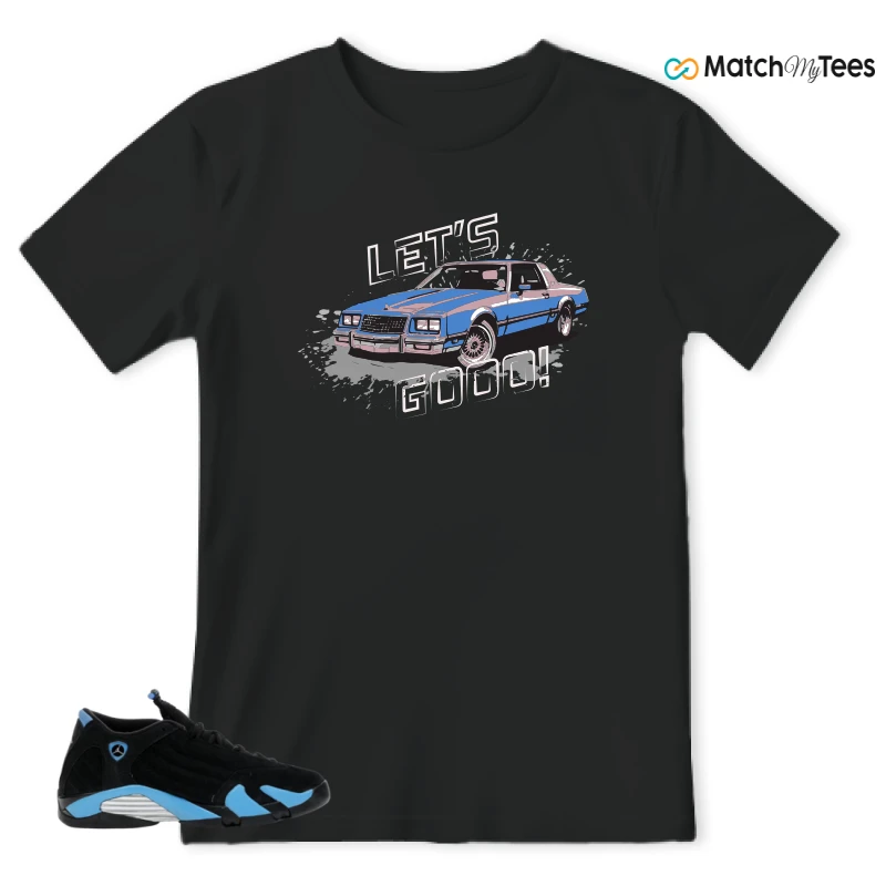 NIKE AIR JORDAN 14 RETRO BLACK UNIVERSITY BLUE (2026) (GS) SNEAKER Matching Tees t-shirt