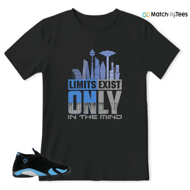 NIKE AIR JORDAN 14 RETRO BLACK UNIVERSITY BLUE (2026) (GS) SNEAKER Matching Tees t-shirt