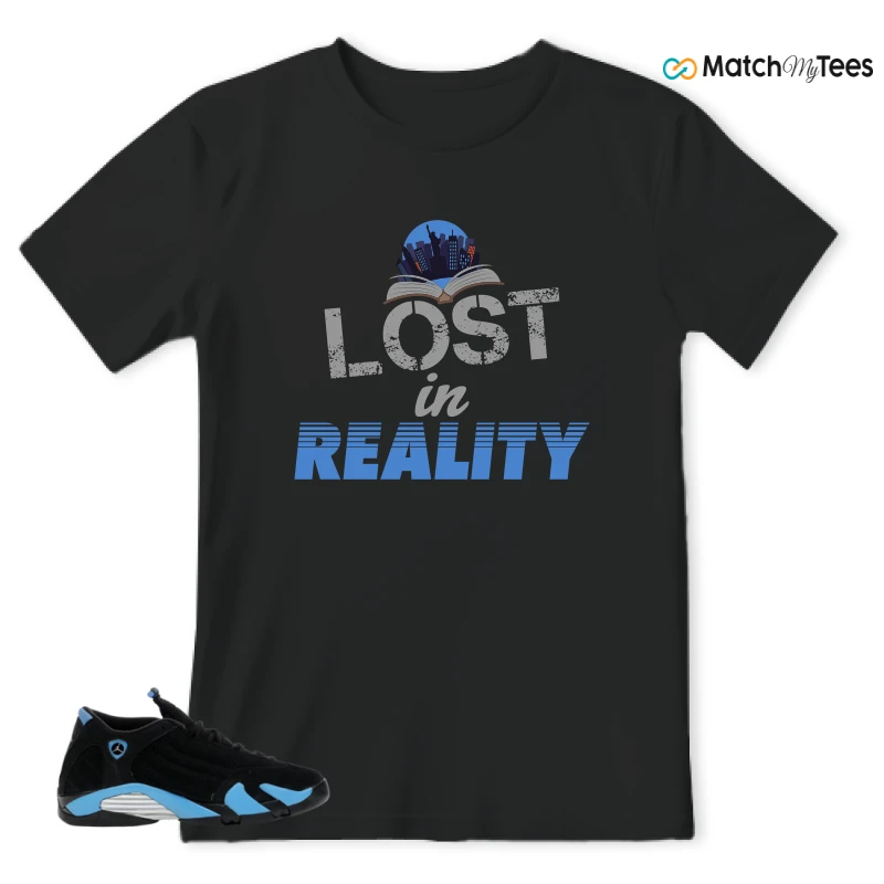 NIKE AIR JORDAN 14 RETRO BLACK UNIVERSITY BLUE (2026) (GS) SNEAKER Matching Tees t-shirt