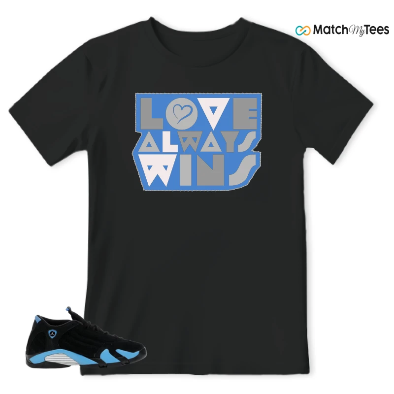 NIKE AIR JORDAN 14 RETRO BLACK UNIVERSITY BLUE (2026) (GS) SNEAKER Matching Tees t-shirt