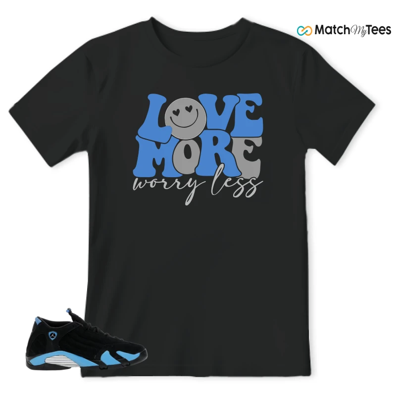 NIKE AIR JORDAN 14 RETRO BLACK UNIVERSITY BLUE (2026) (GS) SNEAKER Matching Tees t-shirt