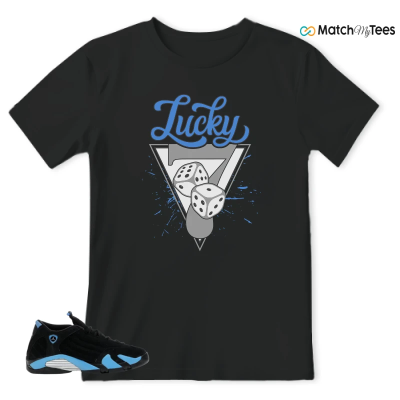 NIKE AIR JORDAN 14 RETRO BLACK UNIVERSITY BLUE (2026) (GS) SNEAKER Matching Tees t-shirt