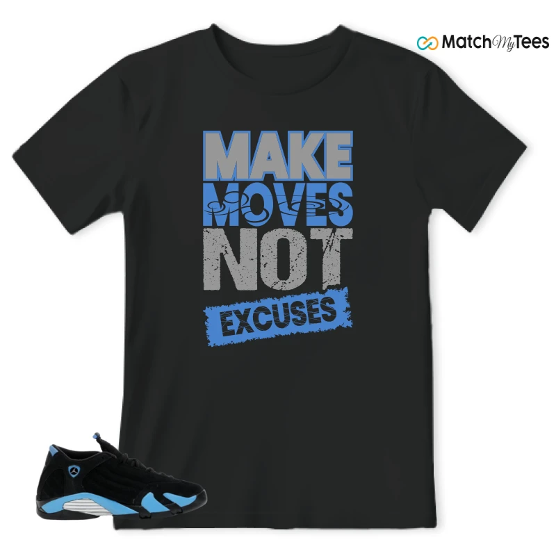 NIKE AIR JORDAN 14 RETRO BLACK UNIVERSITY BLUE (2026) (GS) SNEAKER Matching Tees t-shirt