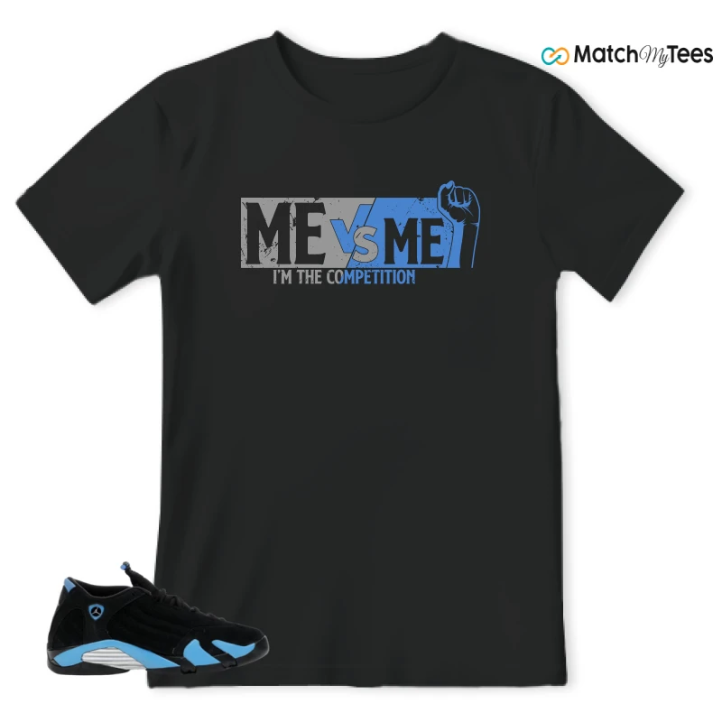 NIKE AIR JORDAN 14 RETRO BLACK UNIVERSITY BLUE (2026) (GS) SNEAKER Matching Tees t-shirt