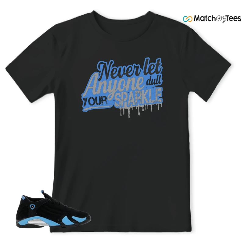 NIKE AIR JORDAN 14 RETRO BLACK UNIVERSITY BLUE (2026) (GS) SNEAKER Matching Tees t-shirt