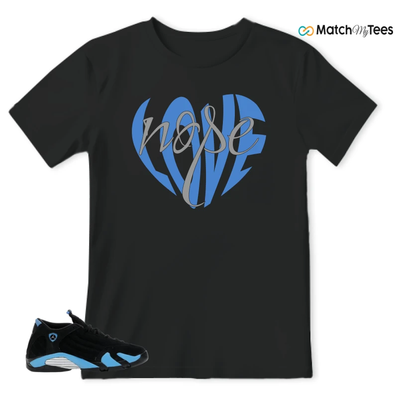NIKE AIR JORDAN 14 RETRO BLACK UNIVERSITY BLUE (2026) (GS) SNEAKER Matching Tees t-shirt