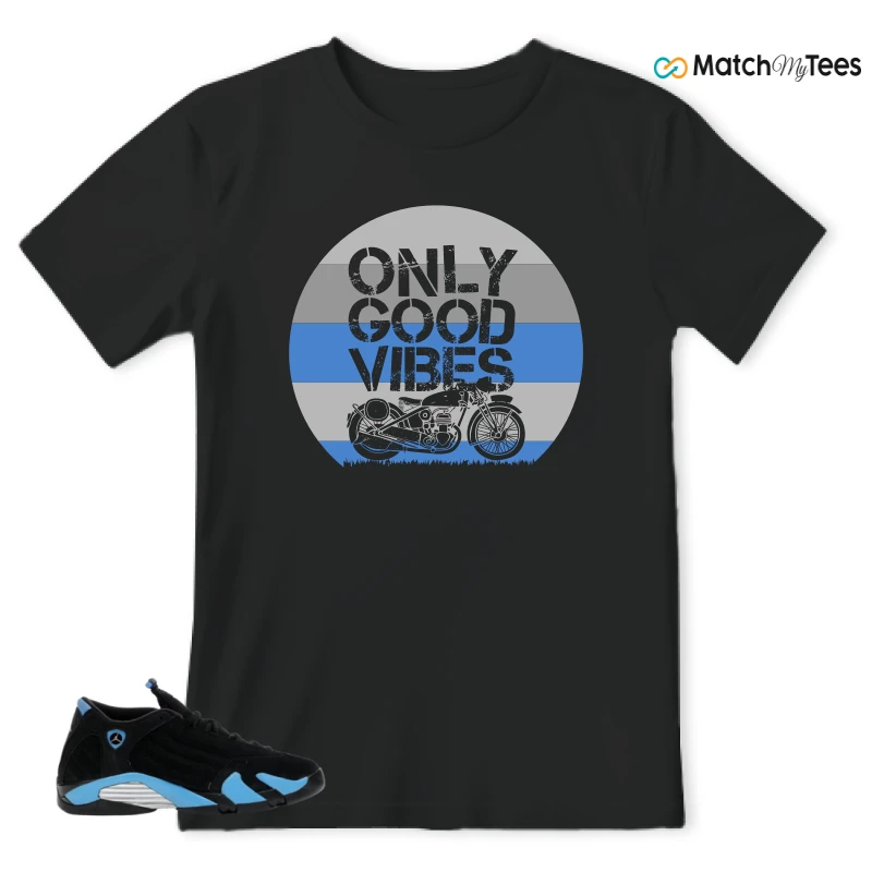 NIKE AIR JORDAN 14 RETRO BLACK UNIVERSITY BLUE (2026) (GS) SNEAKER Matching Tees t-shirt