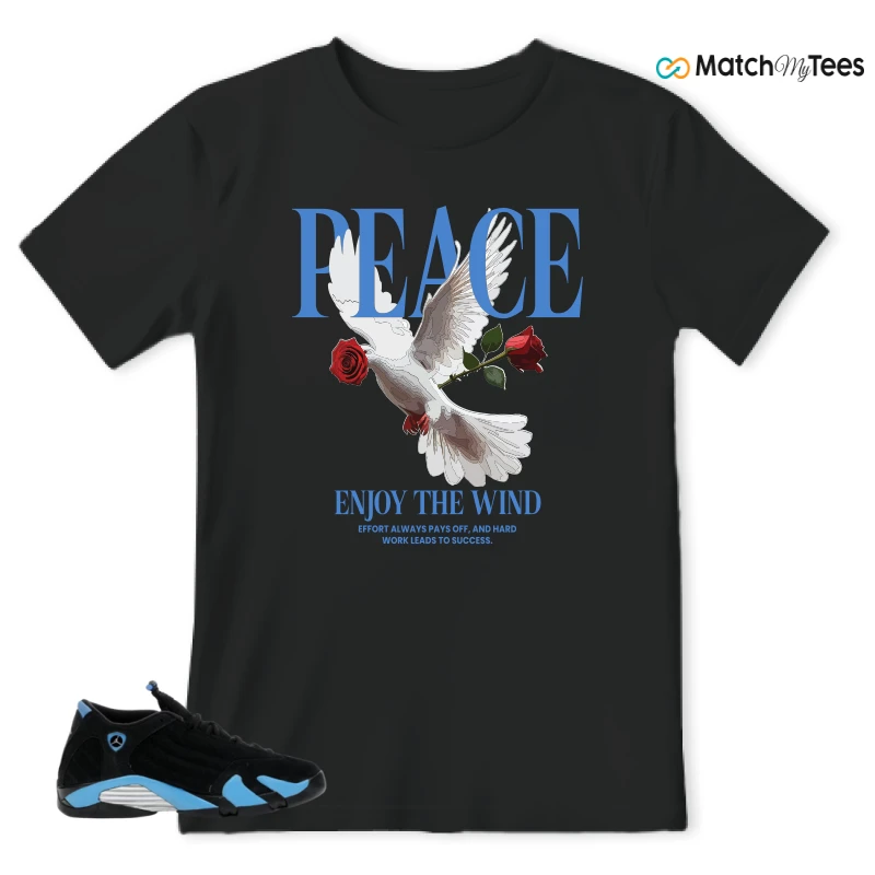 NIKE AIR JORDAN 14 RETRO BLACK UNIVERSITY BLUE (2026) (GS) SNEAKER Matching Tees t-shirt