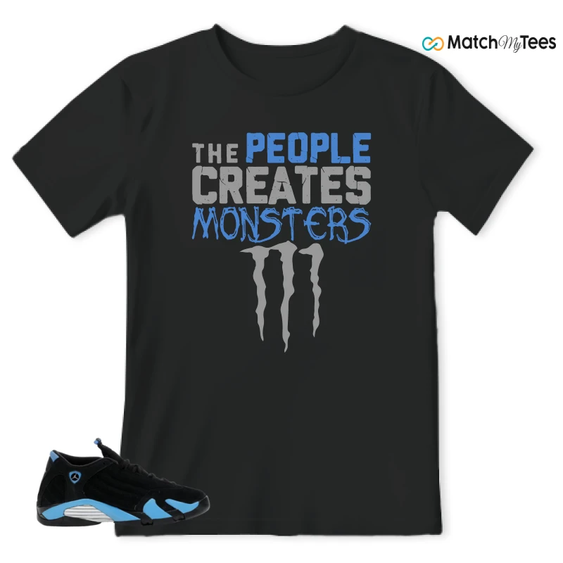 NIKE AIR JORDAN 14 RETRO BLACK UNIVERSITY BLUE (2026) (GS) SNEAKER Matching Tees t-shirt