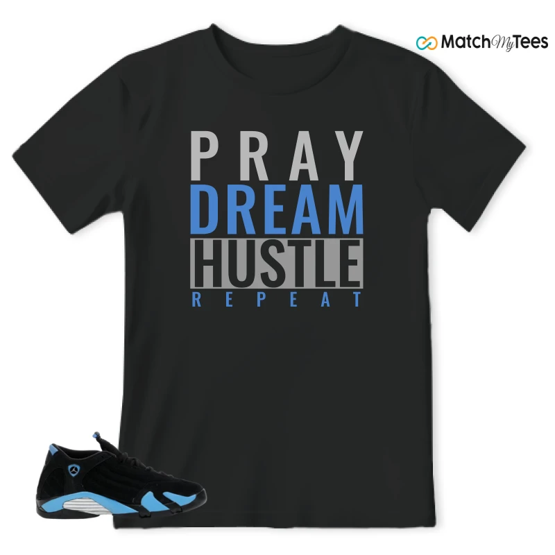 NIKE AIR JORDAN 14 RETRO BLACK UNIVERSITY BLUE (2026) (GS) SNEAKER Matching Tees t-shirt
