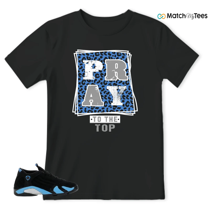 NIKE AIR JORDAN 14 RETRO BLACK UNIVERSITY BLUE (2026) (GS) SNEAKER Matching Tees t-shirt