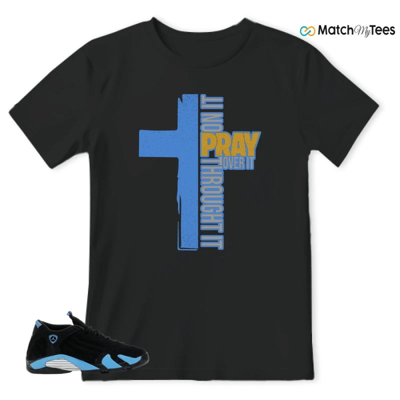 NIKE AIR JORDAN 14 RETRO BLACK UNIVERSITY BLUE (2026) (GS) SNEAKER Matching Tees t-shirt