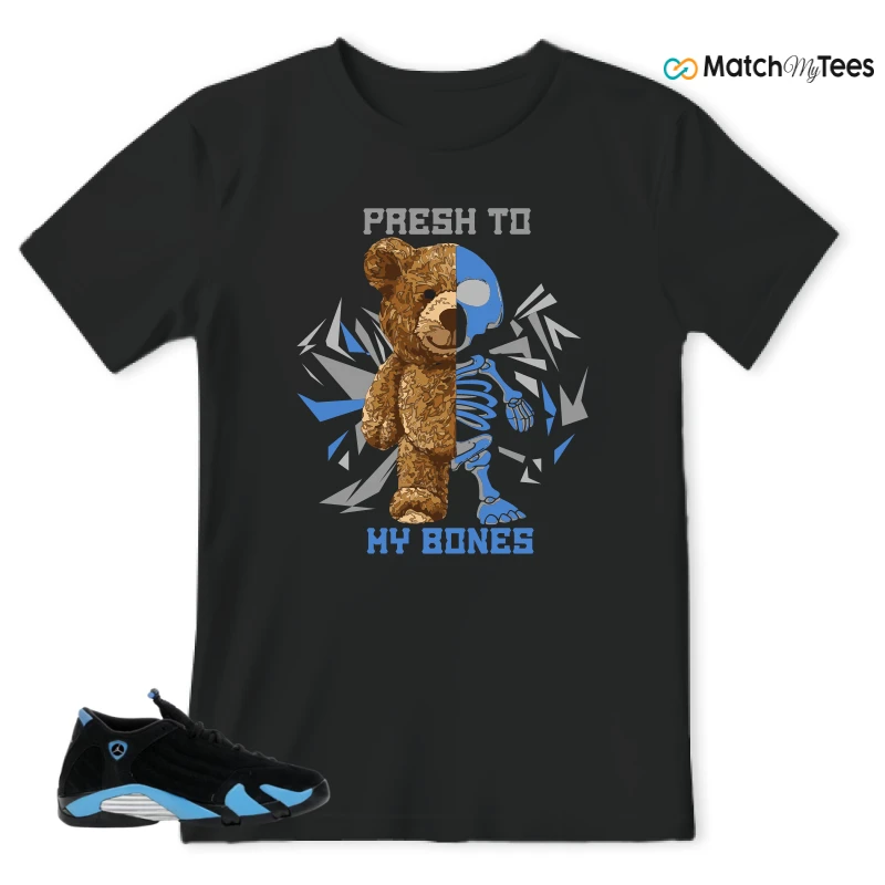 NIKE AIR JORDAN 14 RETRO BLACK UNIVERSITY BLUE (2026) (GS) SNEAKER Matching Tees t-shirt