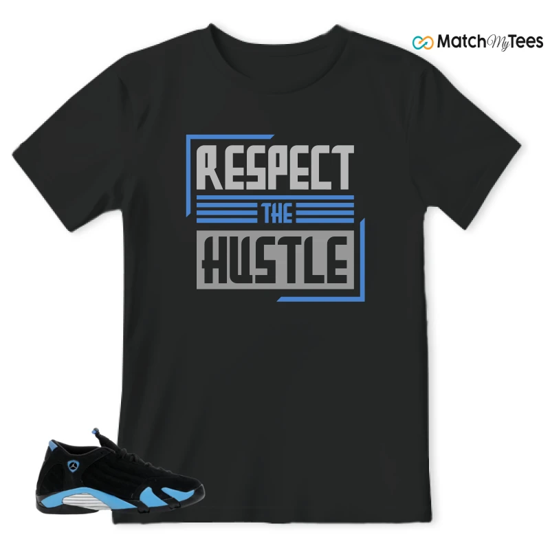 NIKE AIR JORDAN 14 RETRO BLACK UNIVERSITY BLUE (2026) (GS) SNEAKER Matching Tees t-shirt