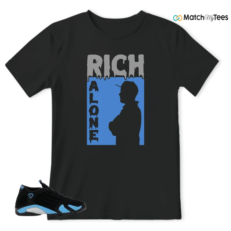 NIKE AIR JORDAN 14 RETRO BLACK UNIVERSITY BLUE (2026) (GS) SNEAKER Matching Tees t-shirt