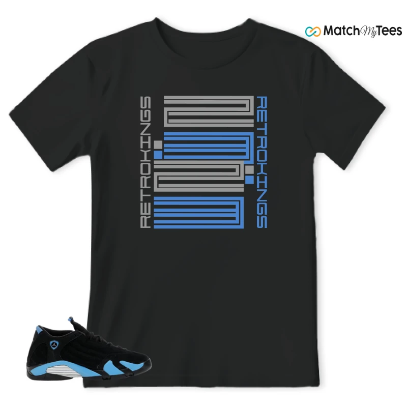 NIKE AIR JORDAN 14 RETRO BLACK UNIVERSITY BLUE (2026) (GS) SNEAKER Matching Tees t-shirt