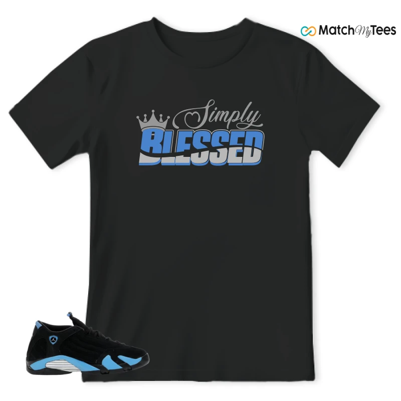 NIKE AIR JORDAN 14 RETRO BLACK UNIVERSITY BLUE (2026) (GS) SNEAKER Matching Tees t-shirt
