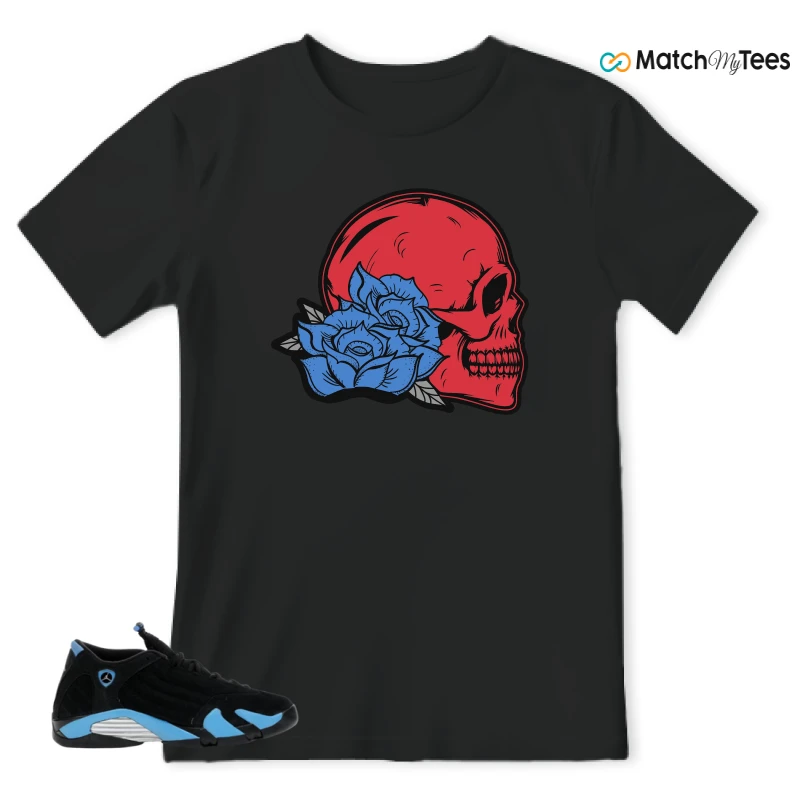 NIKE AIR JORDAN 14 RETRO BLACK UNIVERSITY BLUE (2026) (GS) SNEAKER Matching Tees t-shirt