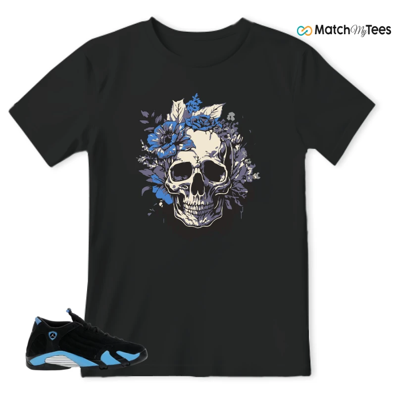 NIKE AIR JORDAN 14 RETRO BLACK UNIVERSITY BLUE (2026) (GS) SNEAKER Matching Tees t-shirt