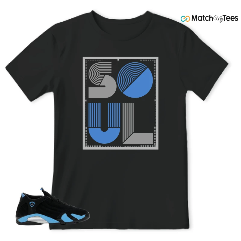 NIKE AIR JORDAN 14 RETRO BLACK UNIVERSITY BLUE (2026) (GS) SNEAKER Matching Tees t-shirt