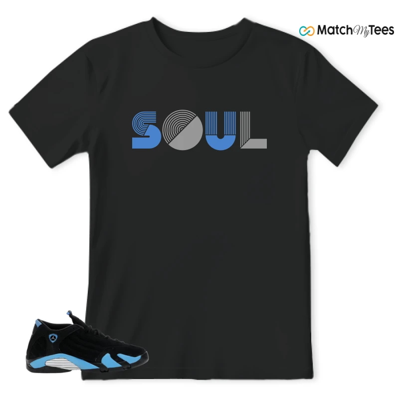 NIKE AIR JORDAN 14 RETRO BLACK UNIVERSITY BLUE (2026) (GS) SNEAKER Matching Tees t-shirt