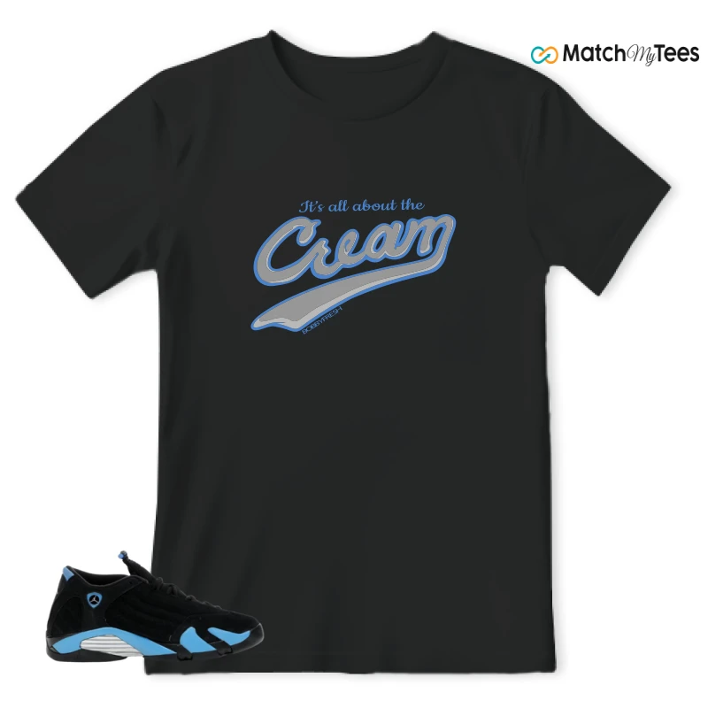 NIKE AIR JORDAN 14 RETRO BLACK UNIVERSITY BLUE (2026) (GS) SNEAKER Matching Tees t-shirt