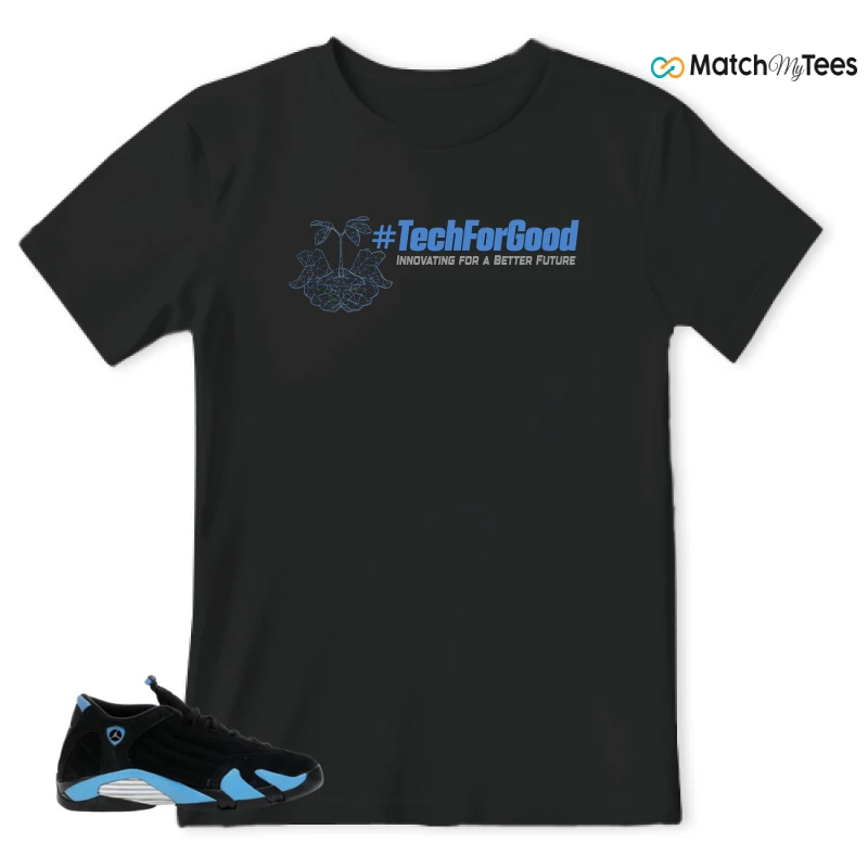 NIKE AIR JORDAN 14 RETRO BLACK UNIVERSITY BLUE (2026) (GS) SNEAKER Matching Tees t-shirt