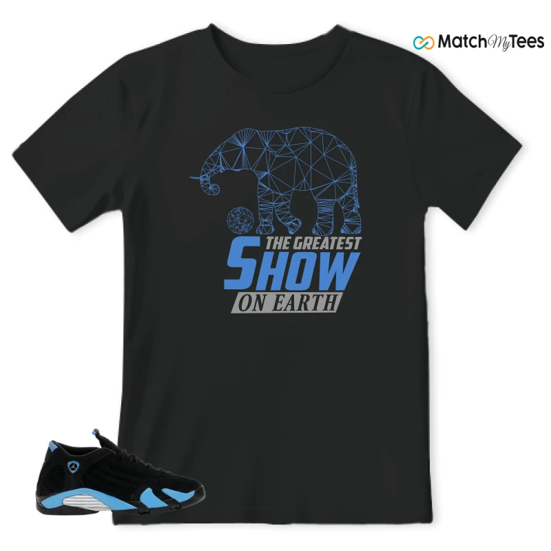 NIKE AIR JORDAN 14 RETRO BLACK UNIVERSITY BLUE (2026) (GS) SNEAKER Matching Tees t-shirt