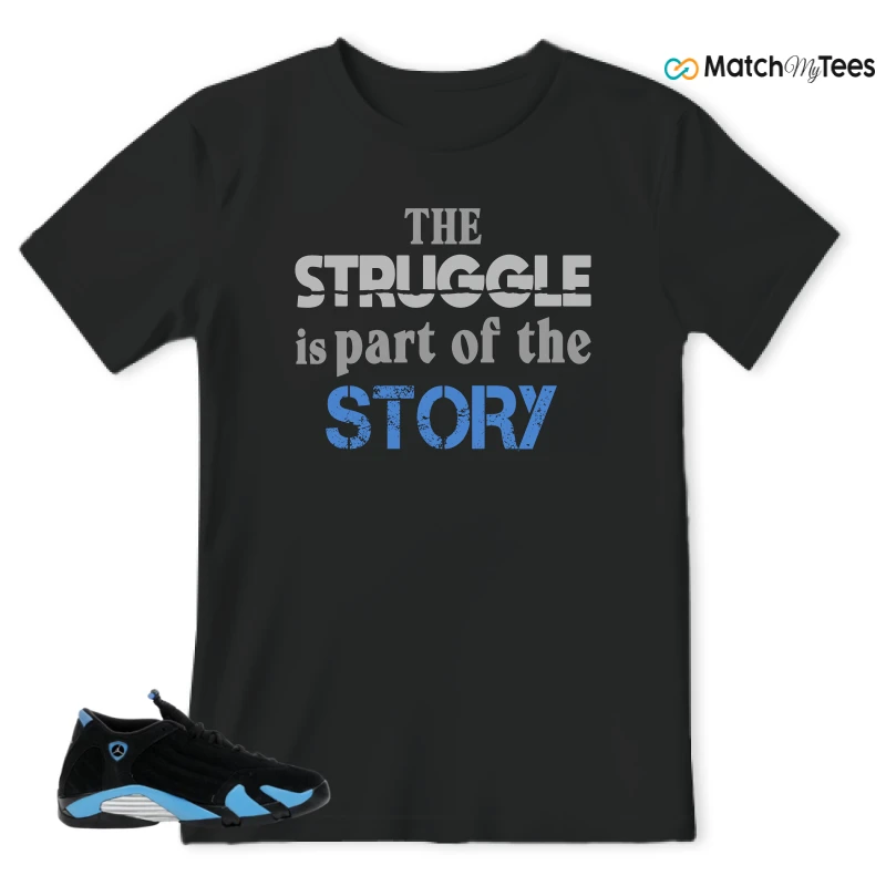 NIKE AIR JORDAN 14 RETRO BLACK UNIVERSITY BLUE (2026) (GS) SNEAKER Matching Tees t-shirt