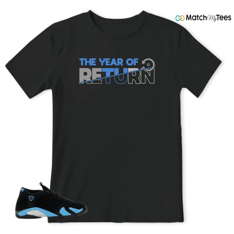 NIKE AIR JORDAN 14 RETRO BLACK UNIVERSITY BLUE (2026) (GS) SNEAKER Matching Tees t-shirt