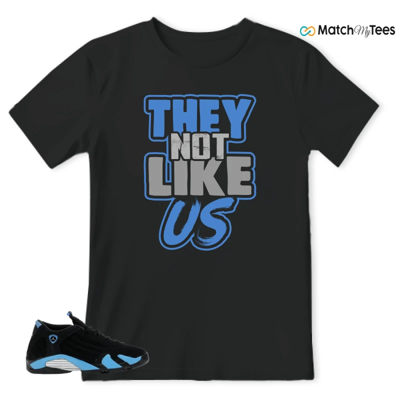 NIKE AIR JORDAN 14 RETRO BLACK UNIVERSITY BLUE (2026) (GS) SNEAKER Matching Tees t-shirt