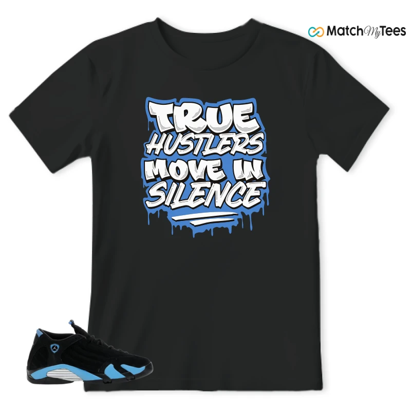 NIKE AIR JORDAN 14 RETRO BLACK UNIVERSITY BLUE (2026) (GS) SNEAKER Matching Tees t-shirt