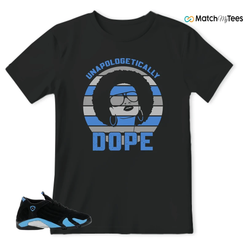 NIKE AIR JORDAN 14 RETRO BLACK UNIVERSITY BLUE (2026) (GS) SNEAKER Matching Tees t-shirt