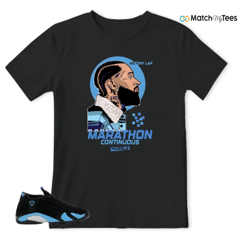 NIKE AIR JORDAN 14 RETRO BLACK UNIVERSITY BLUE (2026) (GS) SNEAKER Matching Tees t-shirt
