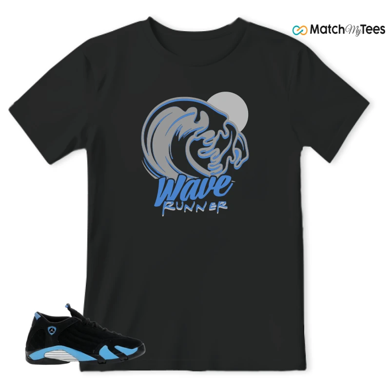 NIKE AIR JORDAN 14 RETRO BLACK UNIVERSITY BLUE (2026) (GS) SNEAKER Matching Tees t-shirt