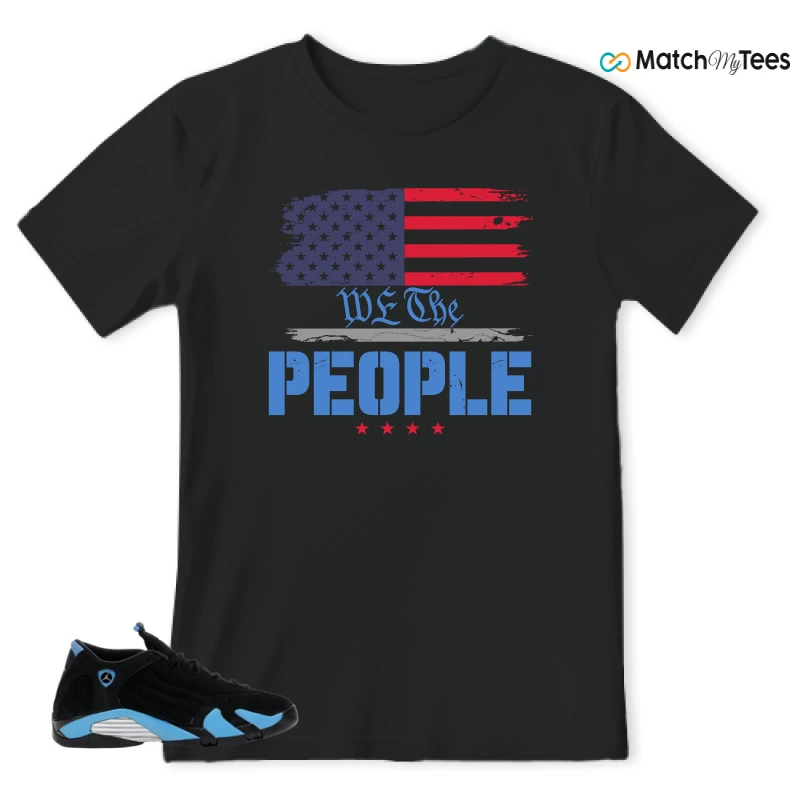 NIKE AIR JORDAN 14 RETRO BLACK UNIVERSITY BLUE (2026) (GS) SNEAKER Matching Tees t-shirt