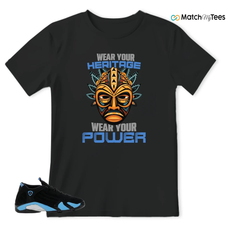 NIKE AIR JORDAN 14 RETRO BLACK UNIVERSITY BLUE (2026) (GS) SNEAKER Matching Tees t-shirt